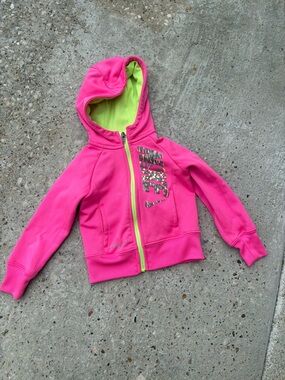 Nike Kids Pink Zip-Up Hoodie with Lime Green Lining